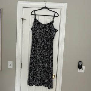 Loft Navy and white floral midi dress